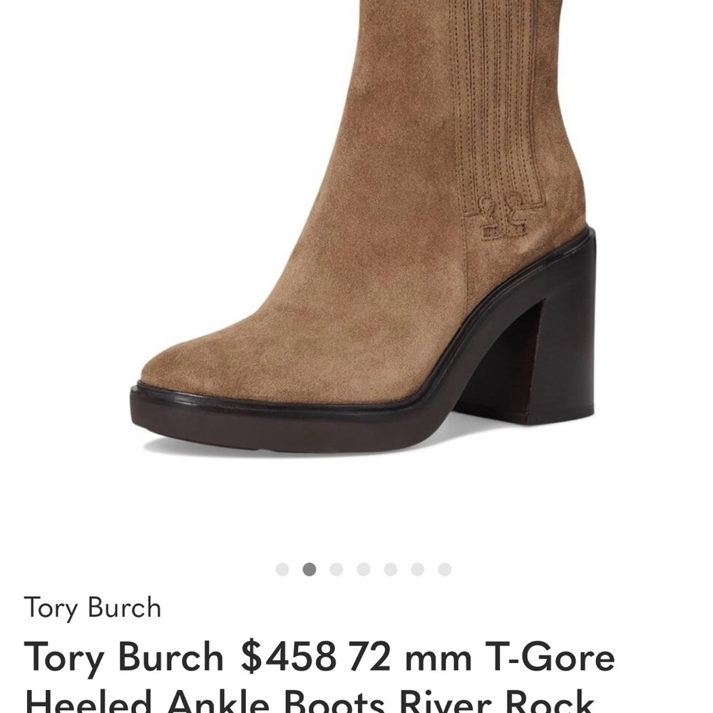Tory Burch suede Chelsea in River Rock Heeled Boots 8.5 Like New